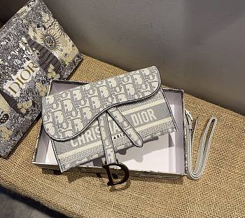 Dior SADDLE Wallet Gray Dior Oblique Jacquard S5614 Size 19.5cm