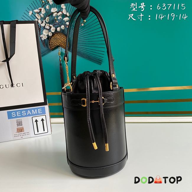 Gucci Horsebit 1955 small bucket bag full black 637115 Size 14 x 16 x 14 cm - 1