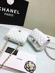 Chanel Flap Bag Caviar Gold/Silver Hardware In White 17cm - 3