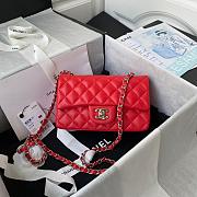 Chanel original lambskin mini flap bag red silver hardware A69900 Size 20 cm - 1