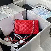 Chanel original lambskin mini flap bag red silver hardware A69900 Size 20 cm - 4