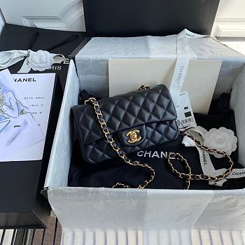 Chanel original lambskin mini flap bag black gold hardware A69900 Size 20 cm