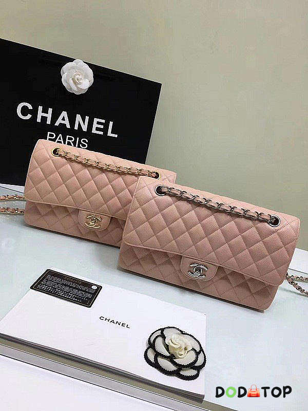 Chanel 1112 Pink Calfskin Leather Flap Bag with Gold/Silver Hardware Size 25 cm - 1