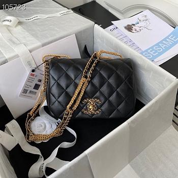 Chanel Vintage Chain Flap Bag Black AS2975 Size 20×6×15 cm