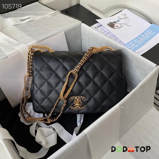 Chanel Vintage Chain Flap Bag Black AS2975 Size 16×23.5×6.5 cm - 1