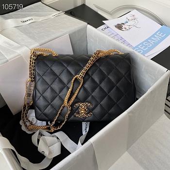 Chanel Vintage Chain Flap Bag Black AS2975 Size 16×23.5×6.5 cm