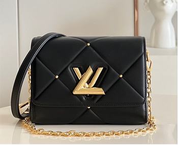 Louis Vuitton LV Medium Twist Handbag Black M50282 Size 23 x 17 x 9.5 cm