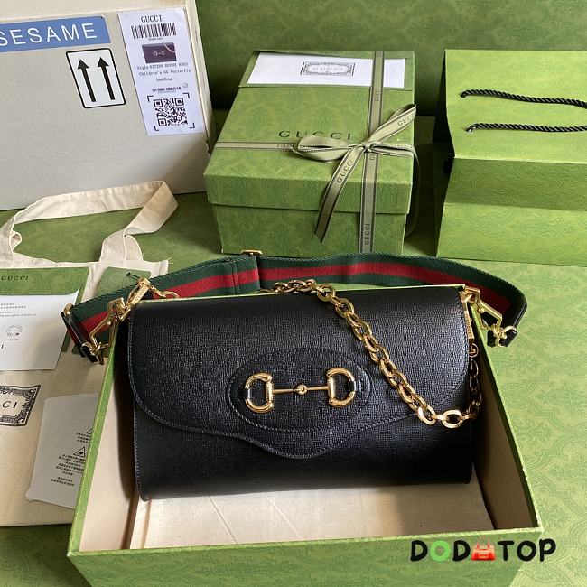Gucci GG Horsebit Envelope Chain Bag Black 677286 Size 26 x 16 x 4 cm - 1