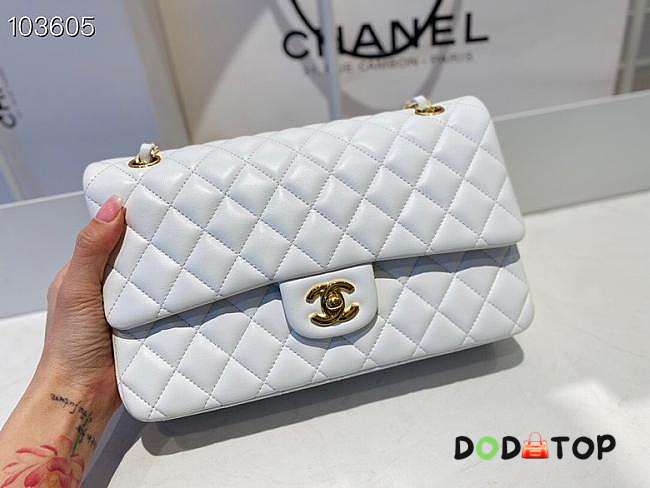 Chanel Classic Flap Bag Lambskin Gold Chain and Hardware White 25cm - 1