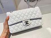 Chanel Classic Flap Bag Lambskin Silver Chain Light Gold Hardware White 25cm - 1