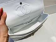 Chanel Classic Flap Bag Lambskin Silver Chain Light Gold Hardware White 25cm - 2