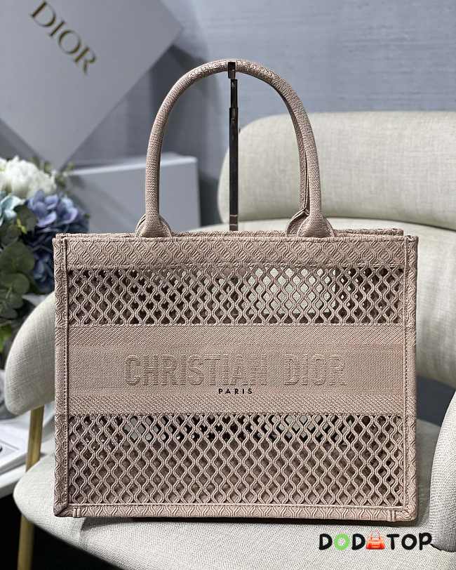 Dior Tote Book Mesh Fabric Pink Size 36.5 x 28 x 17.5 cm - 1