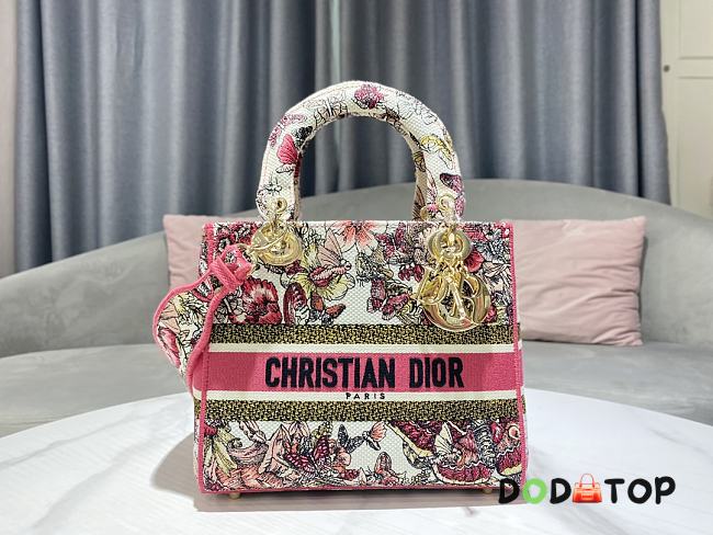 Dior Lady D-Lite Bag Butterfly Embroidery Size 24 x 20 x 11 cm - 1