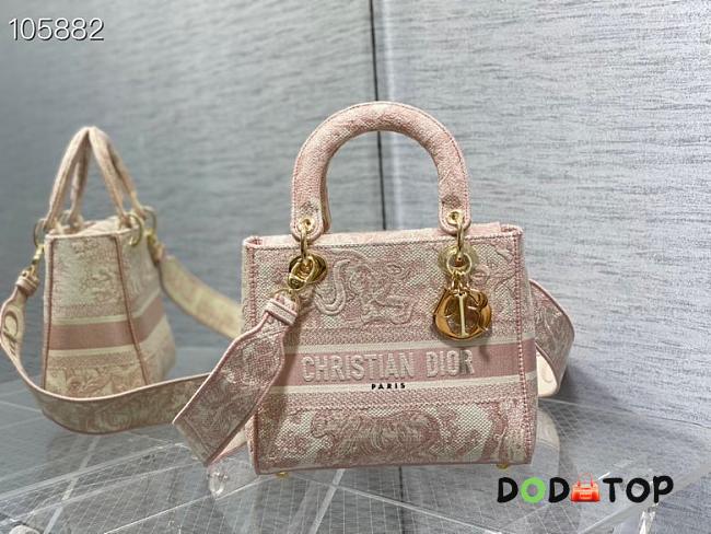 Dior Lady Tiger Embroidery Rose Pink Size 24 cm - 1