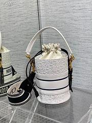Dior Embossed Bucket Bag 9 White 01 - 5