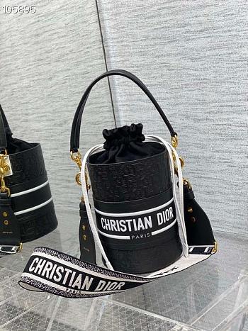 Dior Embossed Bucket Bag 9 Black