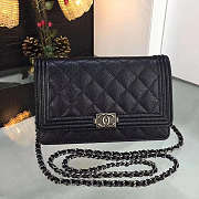Chanel boy woc black caviar leather in gold & silver hardware Size 19 x 12 cm - 1