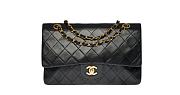 Chanel Timeless Medium Double Flap Shoulder Bag In Black Quilted Lambskin Size 25 cm - 1