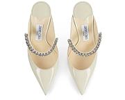Jimmy Choo Linen Patent Leather Mules with Crystal Strap - 4