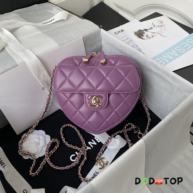 Chanel Heart Shaped Pre-spring 2022 Purple 20 × 17 × 6.5 cm - 1