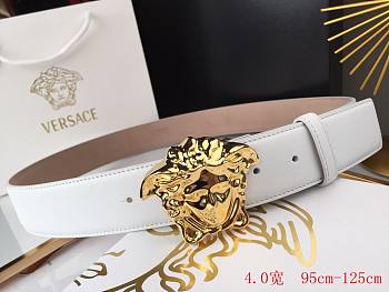Versace La Medusa Smooth Leather Belt White 3.5-4 cm