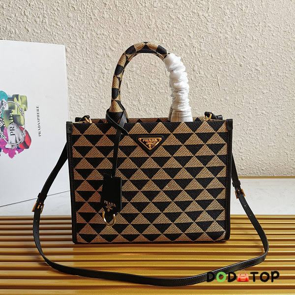 PRADA SMALL Symbole Jacquard Fabric Handbag Size 22-9-28 cm - 1