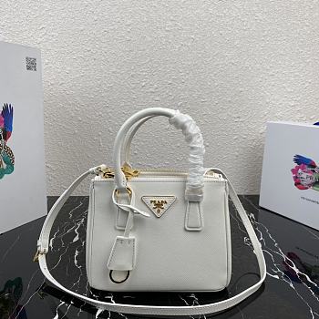 Prada Galleria Handbag White 1BA906 Size 20 x 15 x 9.5 cm