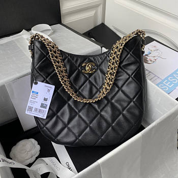Chanel Hobo Handbag Black Size 26 x 26 x 8 cm