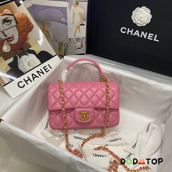 Chanel Mini Flap Bag With Top Handle Pink Size 13 x 20 x 9 cm - 1