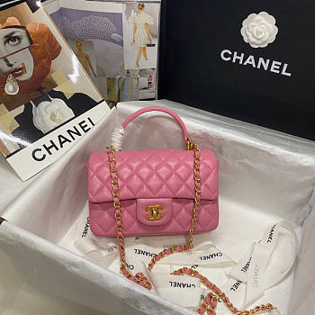 Chanel Mini Flap Bag With Top Handle Pink Size 13 x 20 x 9 cm