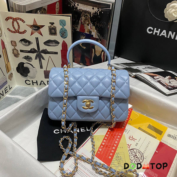 Chanel Mini Flap Bag With Top Handle Blue Size 13 x 20 x 9 cm - 1