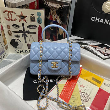 Chanel Mini Flap Bag With Top Handle Blue Size 13 x 20 x 9 cm