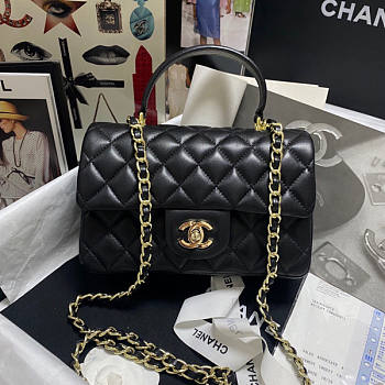 Chanel Mini Flap Bag With Top Handle Black Size 13 x 20 x 9 cm