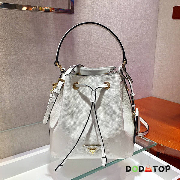 Prada Saffiano Leather Bucket Bag White Size 22.5 x 13 x 21.5 cm - 1