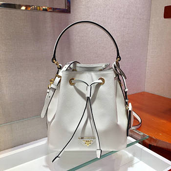 Prada Saffiano Leather Bucket Bag White Size 22.5 x 13 x 21.5 cm