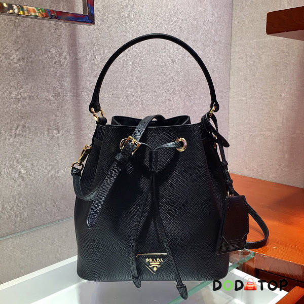 Prada Saffiano Leather Bucket Bag Black Size 22.5 x 13 x 21.5 cm - 1