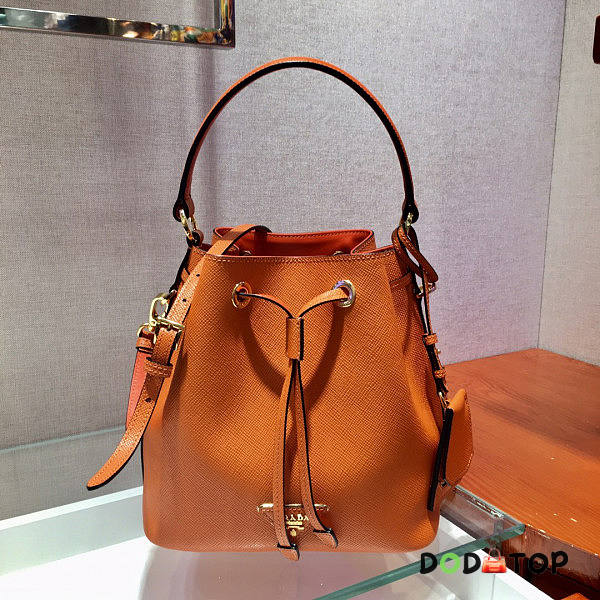 Prada Saffiano Leather Bucket Bag Orange Size 22.5 x 13 x 21.5 cm - 1