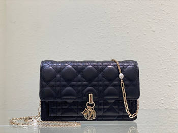 Dior Lady Dior Chain Pouch Black Size 19.5 x 12.5 x 5 cm