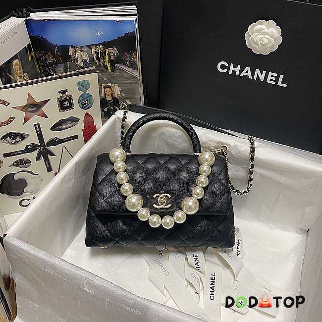 Chanel Flap Bag Calfskin Crystal Pearls Size 19 x 23 x 28 cm - 1