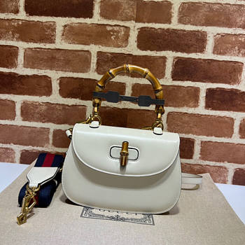 Gucci Small Top Handle Bag With Bamboo White Size 21 x 15 x 7 cm
