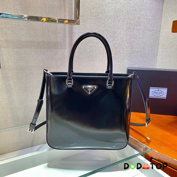 Prada Large Brushed Leather Tote Black Size 24 x 22 x 6 cm - 1