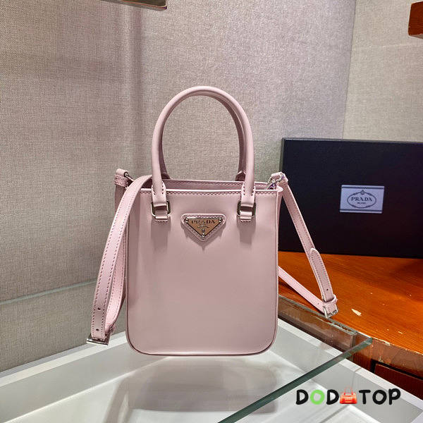 Prada Small Brushed Leather Tote Pink Size 17.5 x 5 x 15 cm - 1