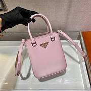Prada Small Brushed Leather Tote Pink Size 17.5 x 5 x 15 cm - 3