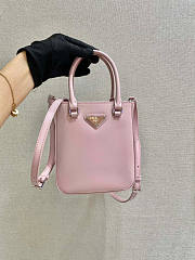 Prada Small Brushed Leather Tote Pink Size 17.5 x 5 x 15 cm - 2
