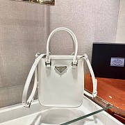 Prada Small Brushed Leather Tote White Size 17.5 x 5 x 15 cm - 1