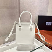Prada Small Brushed Leather Tote White Size 17.5 x 5 x 15 cm - 3
