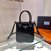 Prada Small Brushed Leather Tote Black Size 17.5 x 5 x 15 cm - 1