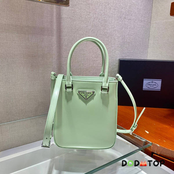 Prada Small Brushed Leather Tote Green Size 17.5 x 5 x 15 cm - 1