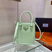 Prada Small Brushed Leather Tote Green Size 17.5 x 5 x 15 cm - 1