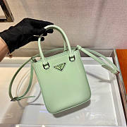 Prada Small Brushed Leather Tote Green Size 17.5 x 5 x 15 cm - 4